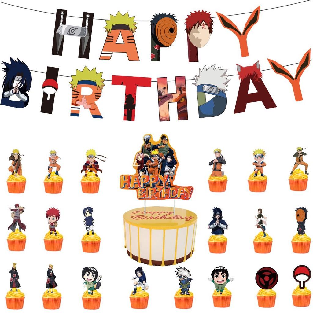 Anime Themed Naruto Birthday Party Ballon Banner Cake Topper Decoration Party
