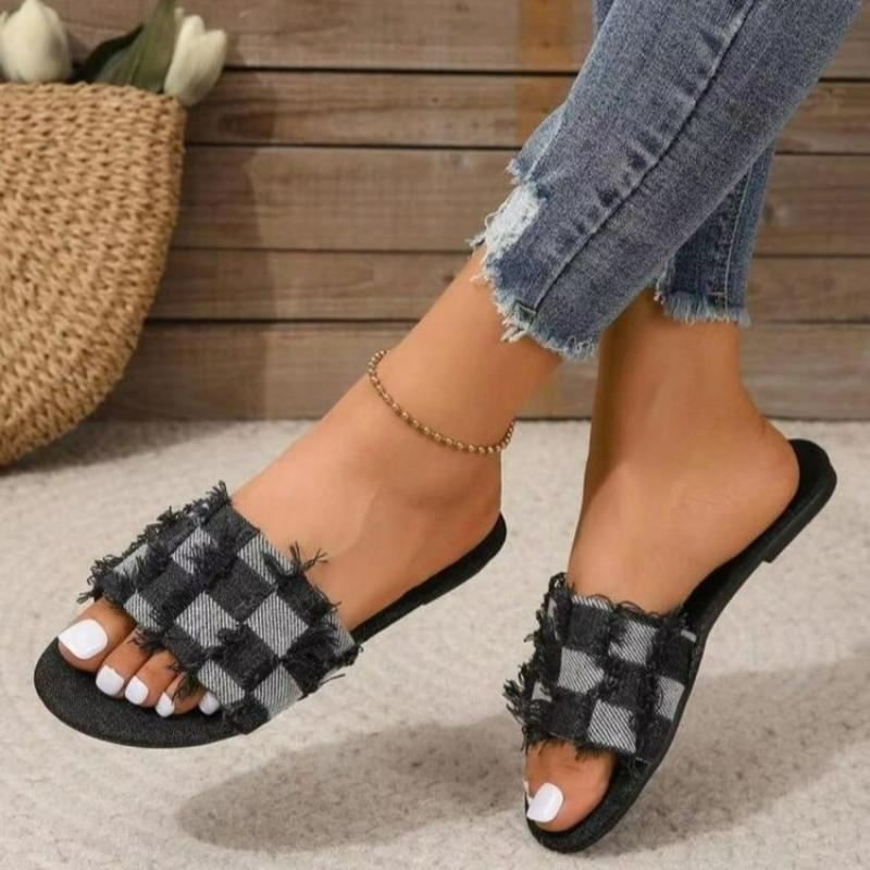 New Casual Square-shaped Flat Simple and Fashionable Women's Shoes and Slippers