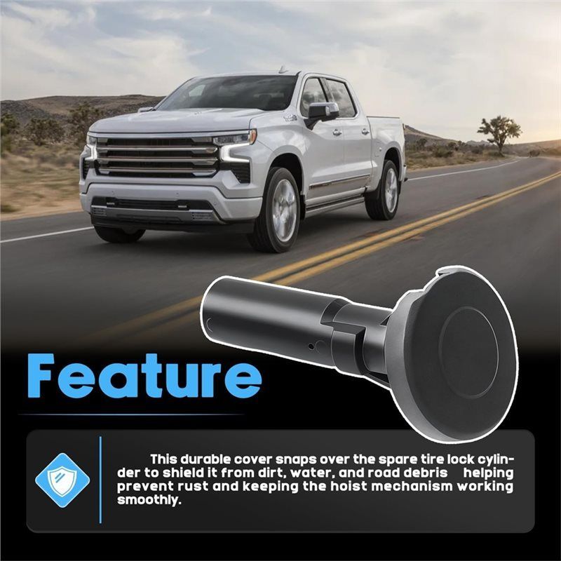 For Silverado GMC Sierra 1500 2500 3500 HD -2025 Spare Wheel Carrier Lock Case Cover 84304677 Rear Car Accessories