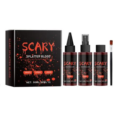 Blut Make-up Set - Geronnenes Blut 30ml + Blut Spray 30ml + Tropfendes Blut 30ml Realistisch Waschbar Spezialeffekte SFX Make-up Set