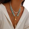 IngeSight.Z 3pcs/set Bohemian Conch Starfish Pendant Necklace for Women Trendy Rice Bead Link Chain Necklace Set Jewelry