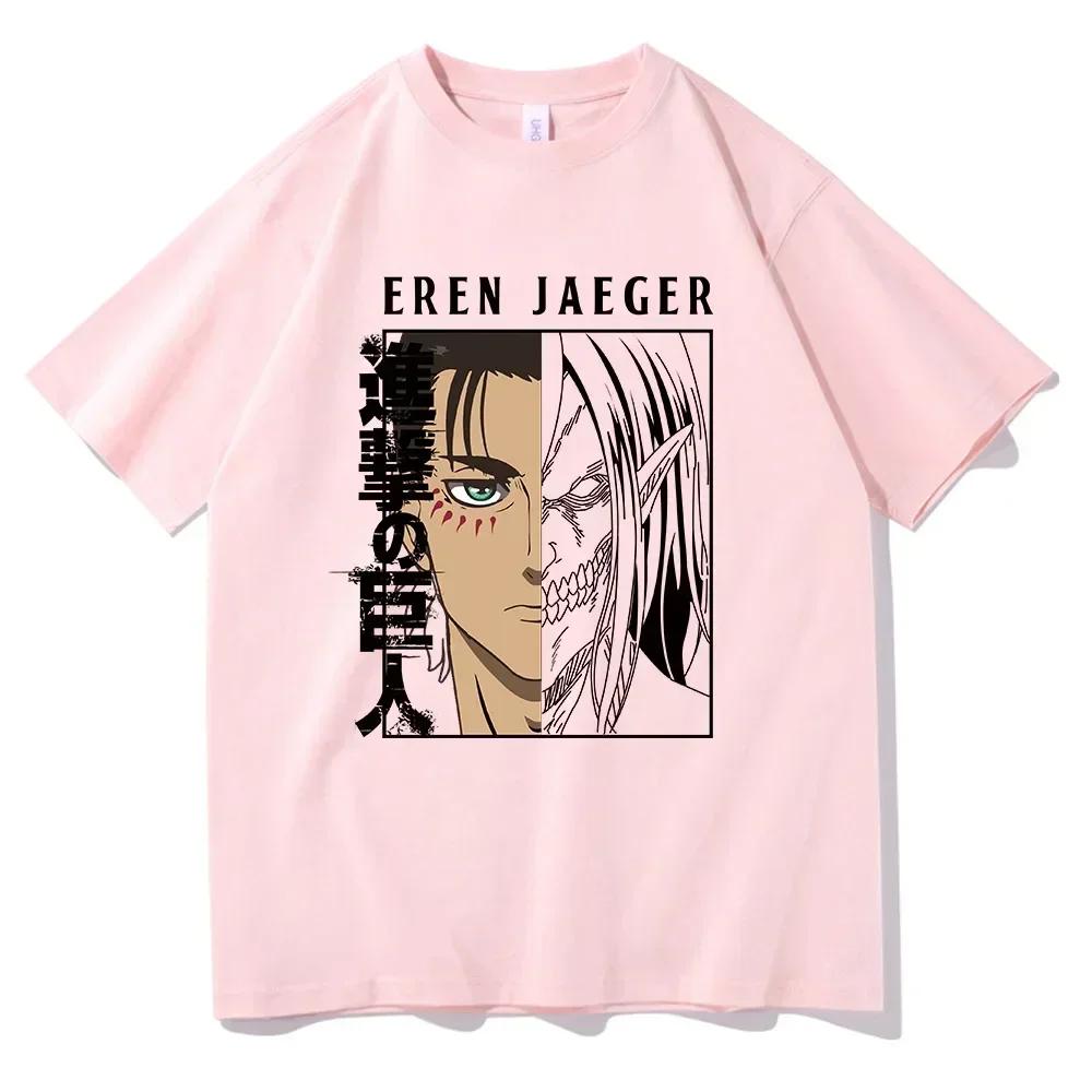 Eren Yeager Pattern Printed Top Anime Attack Titan T-shirt Women's Fashion Harajuku Cotton Round Neck Short Sleeve T-shirt