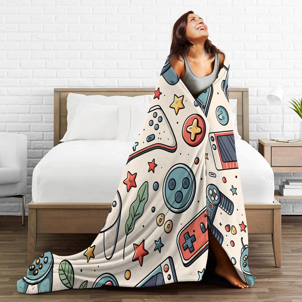 The Evolution of Video Game Blanket Soft Funny Plush Bedding Throws For Child Home Decor Flannel Bedspread Bed Cover