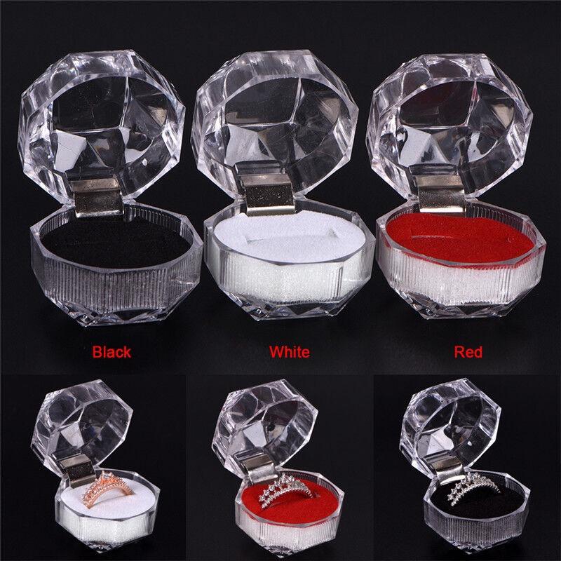 Durable Acrylic Small Octagonal Transparent Crystal Ring Box Jewelry Storage Box For Rings Earrings And Accessories