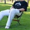 Aluminum Alloy Portable Folding Moon Chair for Outdoor Camping, Beach, and Fishing - Reclining & Lightweight Leisure Seat.