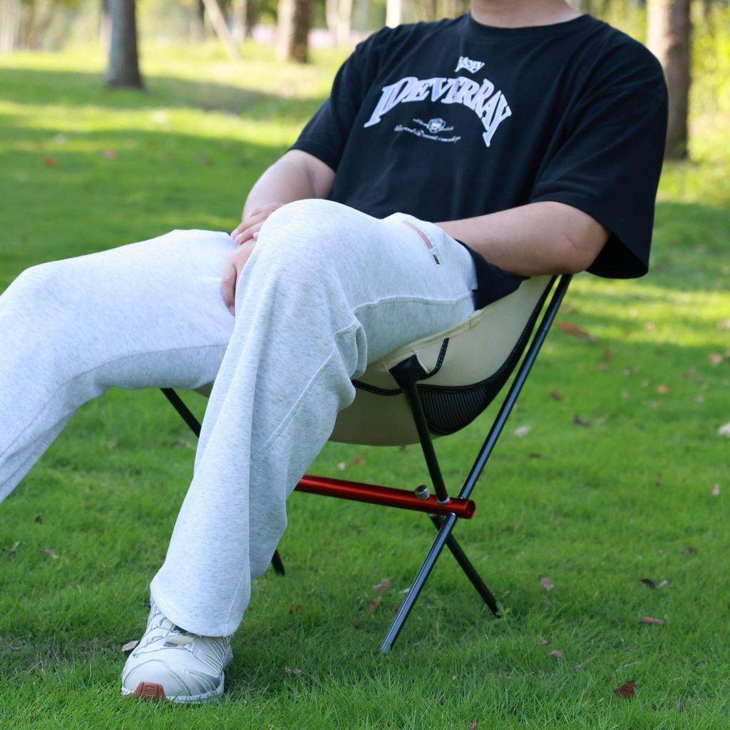 Aluminum Alloy Portable Folding Moon Chair for Outdoor Camping, Beach, and Fishing - Reclining & Lightweight Leisure Seat.