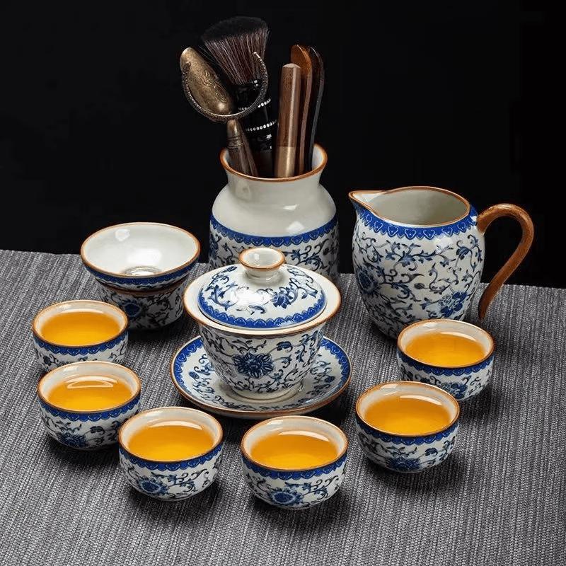 Huang Ru Enamel Lotus Ceramic Tea Set