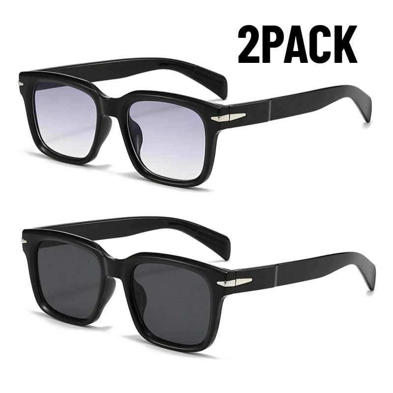 

1/2PACK Retro Square Sunglasses UV400 Fashion Brand Designer Gradient Women Rivets Glasses Outdoor Travel Shades