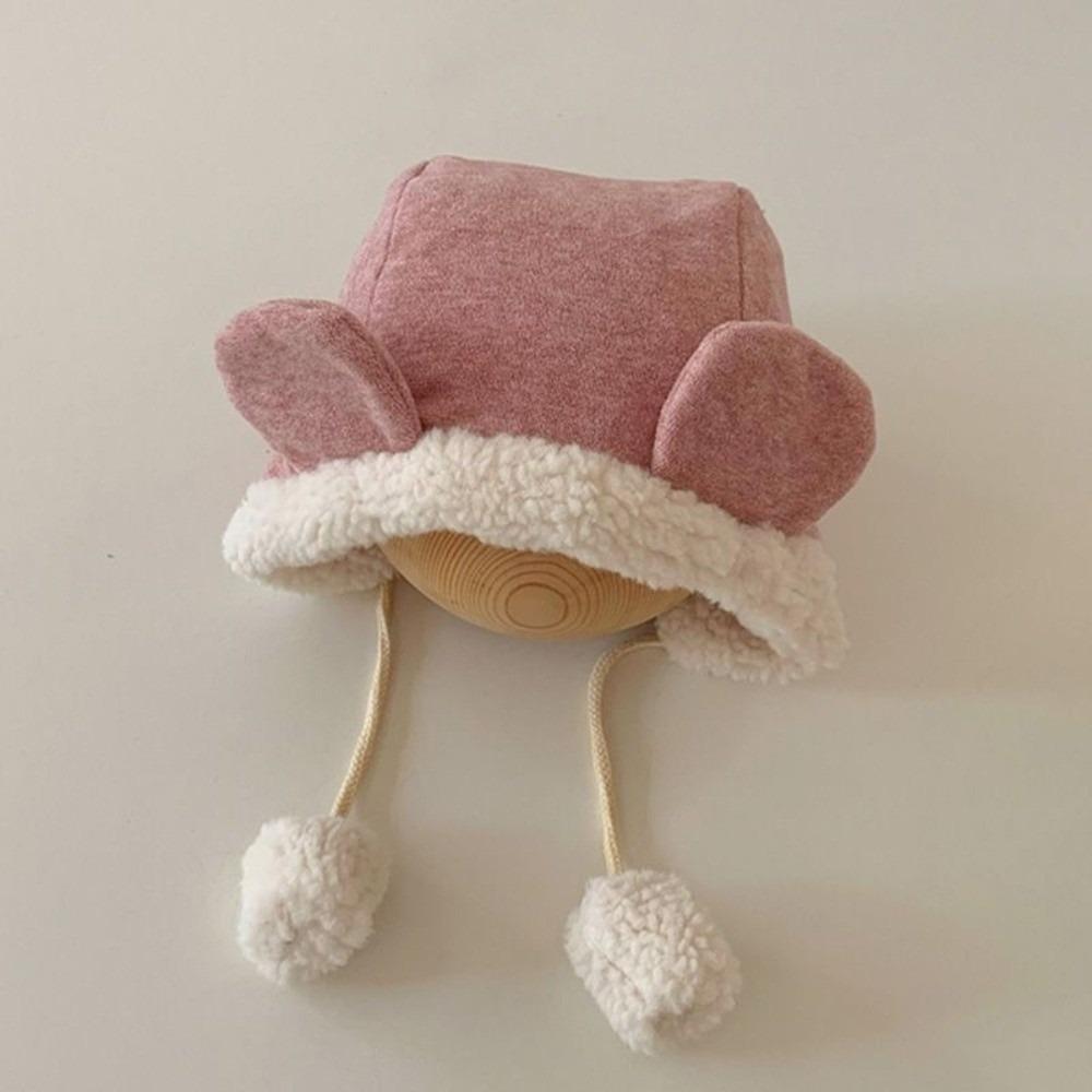 

Cute Bear Ear Hat Fleece Ear Protection Hat Lovely Baby Beanie Cap Boys Girls розовый