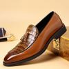 Britain Gentleman Pointed Crocodile Pattern Leather Business Casual Shoes For Men Tassel Loafers Formal Wedding Dress Footwear