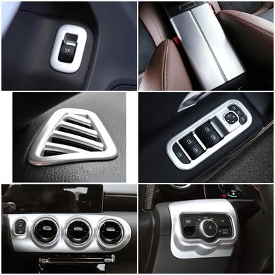 For Mercedes Benz CLA C118 W118 Part Refit Car AC Outlet Vent Frame Trunk Window Shift Switch Button Armrest Box Cover