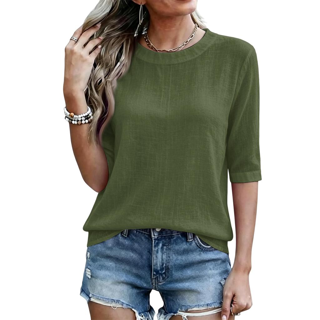 Women's Casual Loose Fit Half Sleeve T Shirt Lightweight Round Neck Comfortable Everyday Top Suitable for Various Occasions