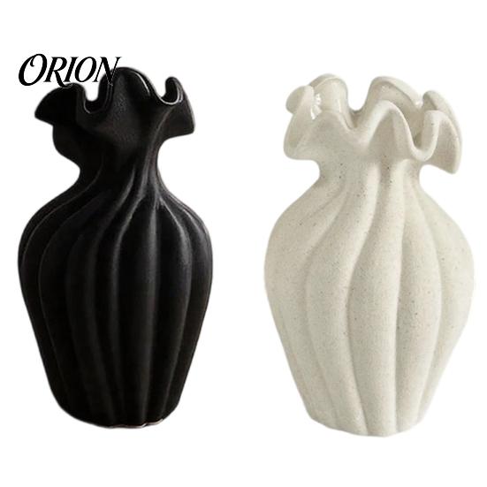 Modern Minimalist Flower Vase Vase, Holder, Decorative Ribbed Texture with Gentle Healing Floral Arrangement Wavy Rim, Ideal for Dried Fresh Flowers &
