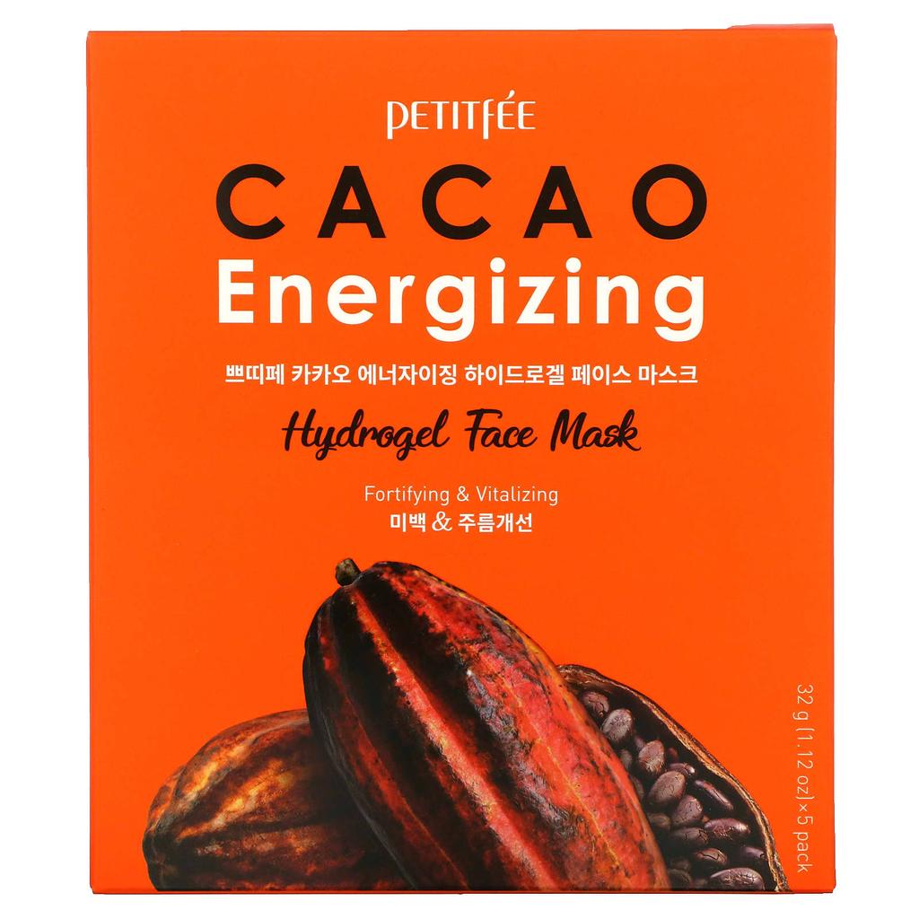 Cacao Energizing Hydrogel Beauty Face Mask, 5 Packs, 32G(1.12Oz)
