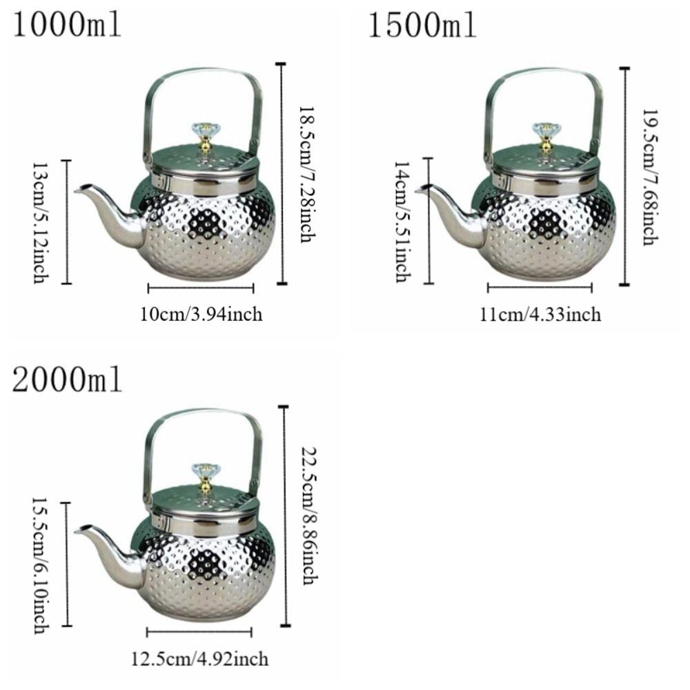 1000/1500/2000 ML Hammered Tea Kettle Thickened Loose Leaf Teapot Filtering Teapot  Restaurant