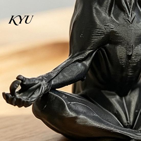 Funny Desk Accessories for Office 3D Printed Meditating Dog Statue, Zen Sitting Puppy Figurine Contemporary Black Home Decor, Creative Animal