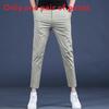 Young Men Summer Slim Fit Business Casual Pants With Stretch Cotton For Daily Wear