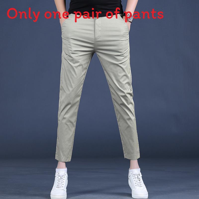Young Men Summer Slim Fit Business Casual Pants With Stretch Cotton For Daily Wear