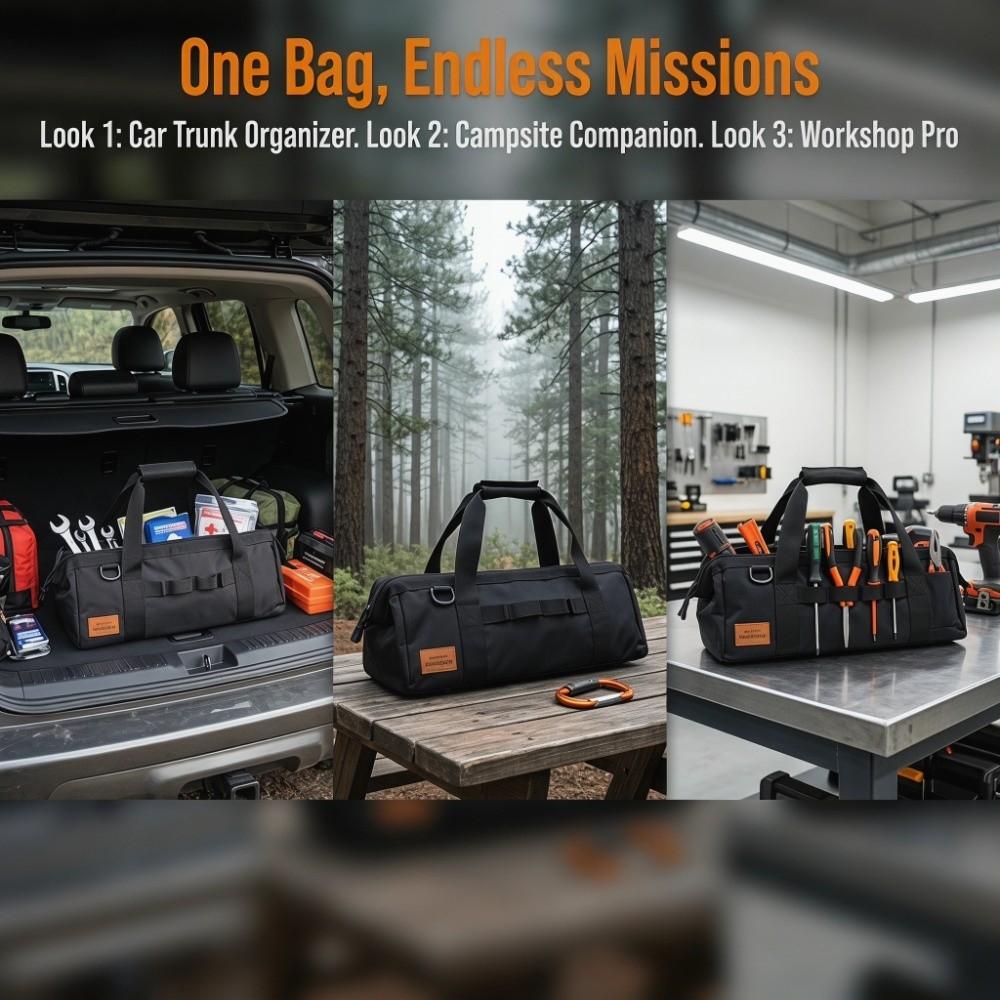 Large Capacity Wide Mouth Tool Bag Waterproof Gear Storage Bag Durable Camping Tool Bag  Camping