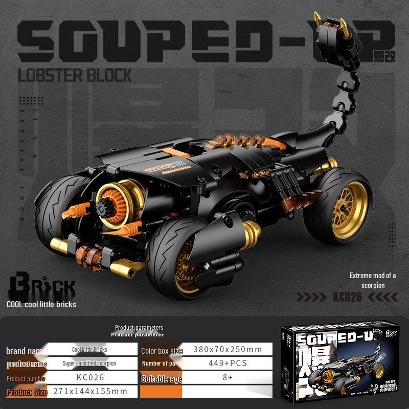 

Крутая серия KC023-026: Лобстер, Акула, Банан, Скорпион Гоночные машины - Набор игрушек из собранных строительных блоков.