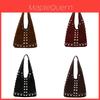 Borsa a Secchiello a Cascata in PU con Borchie Metalliche per Moda Street Style