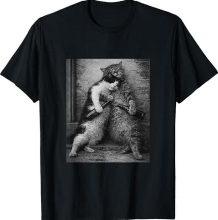 Funny Relaxed Cats Party Humor Retro Photo Design T-Shirt S разноцветный