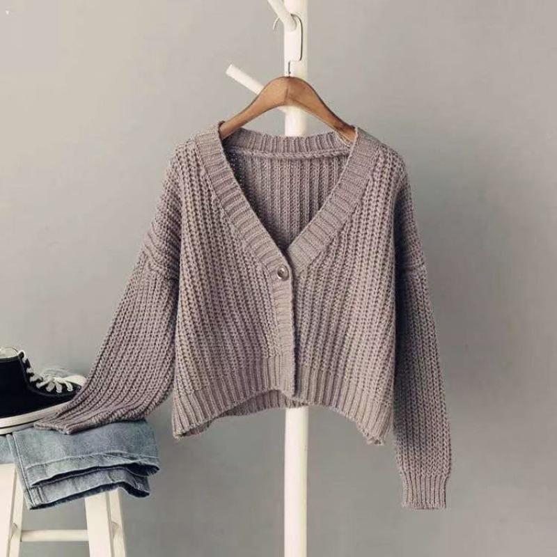 Early Autumn Women's Sweater Loose Knitted Sweater Cardigan Short Sweater Female Student Top