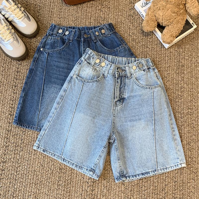 DIMANAF 2025 Neue Sommer Kurze Jeanshosen Damen Knöpfe Locker Lässig Denim Harems Hosen Big Blue Pants