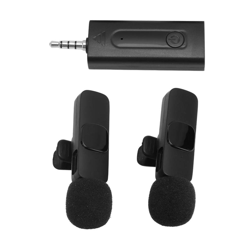 Wireless Lavalier Lapel Microphone 1 for 2 3.5mm Automatic Noise Reduction Clip On Mic for