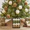 Ribbon Bowknot Flocked Tree Pendant Striped Texture Hanging Bowknot Balls  Room Decor