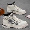 Handsome Stylish Men's Autumn Winter Spring Hightop Walking Work Boots Male Students Hightcut Skateboard Shoes