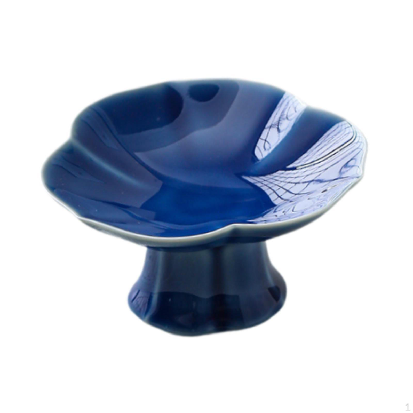 

Керамическая фруктовая тарелка Блюдо для подачи торта Элегантный декоративный поднос для закусок Подставка для десертов для синий