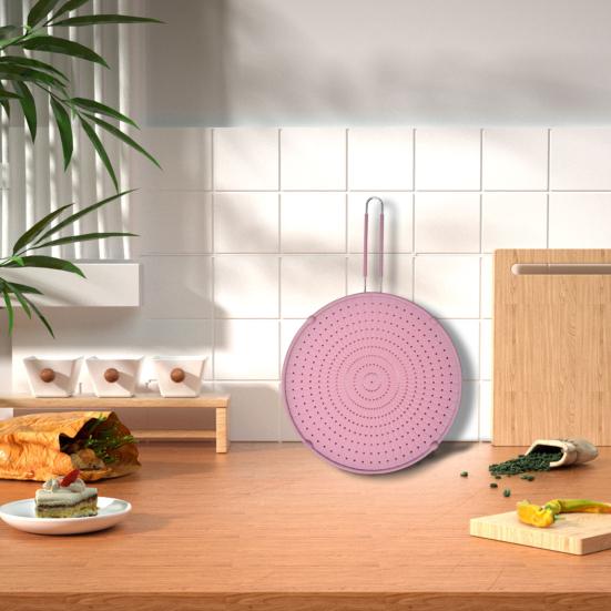 Protezione dagli schizzi di grasso, resistente al calore, antiaderente, per uso alimentare, con manico lungo, in acciaio inossidabile, impedisce gli schizzi di olio, padella antiaderente