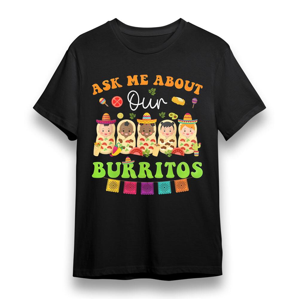 

Women s Plus Size T-shirt With BURRITOS Graphic Unisex Black 100% Cotton Tee USA 4XL