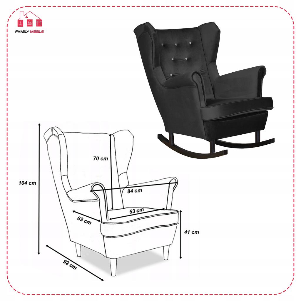 Diana Rocking Chair Scandinavian Family Meble Deep Black R31