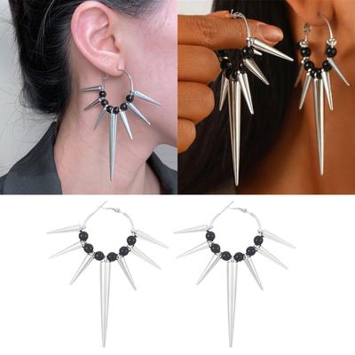 Dark Punk Inspired Four Pointed Star Earrings Intricate Gothic Rivet Hoop Ear Buckles Accessories for Women Girls