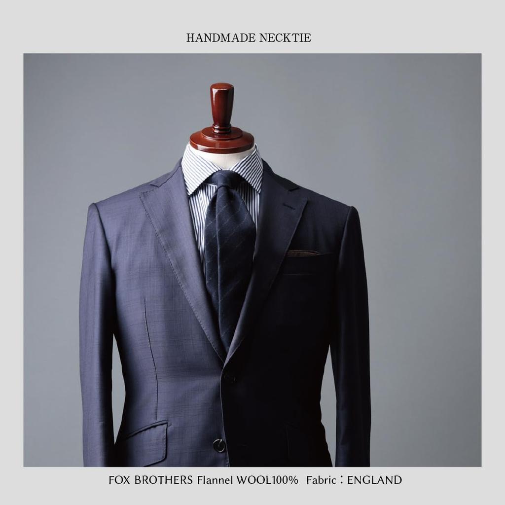 Quattro Pieghe FOX Brothers Y&TAILOR Tie, Three-Wrap Hand-Rolled Wool, Y&TAILOR (Striped Navy)