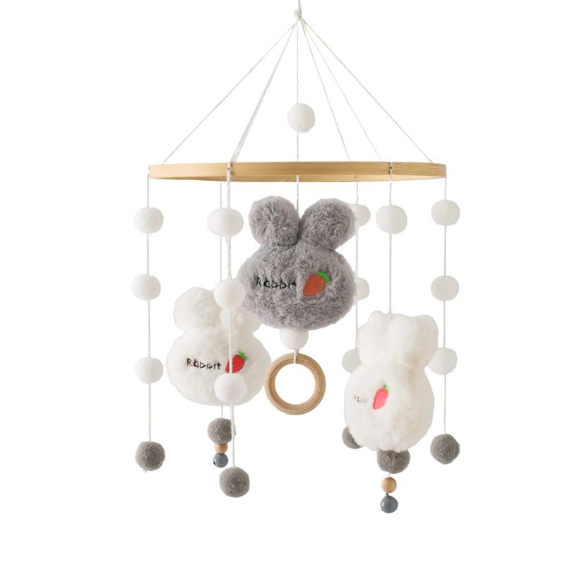 Air Balloon Baby Rattle Toys Wooden Mobile Musical Bed Bell Hanging Toy 0-12 Month Newborn Infant Crib Gift Holder Brackets