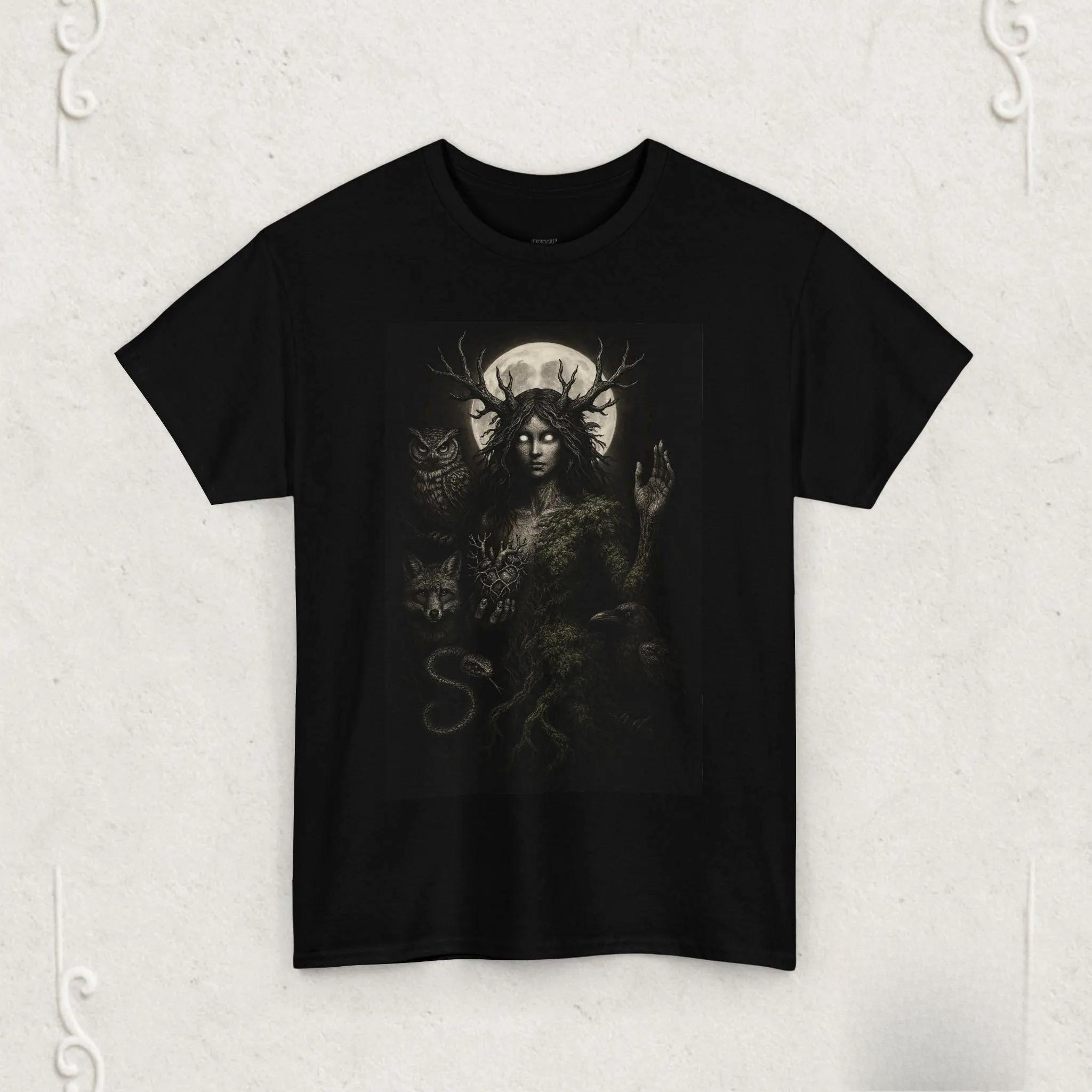 

Witchy Forest Tee, Goth Nature Shirt, Occult Animal Top, Raven Moon Tee, Halloween Clothing, Unisex Cotton Tees, Vintage Witchy 4XL