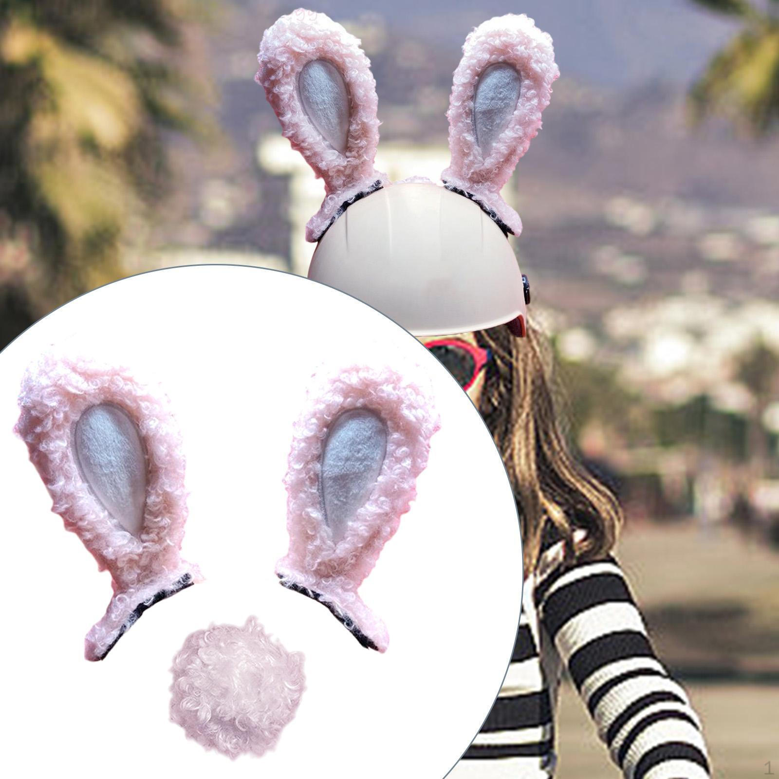 

Велосипедный шлем Уши кролика и украшение на хвост Украшения для лыж розовый