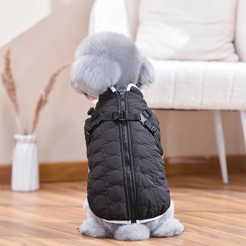 Pet Traction Teddy Bear Head Hrudník Back Coat Malý a středně velký pes pro mazlíčka Větruodolný a teplý podzimní a zimní bavlněný kabát