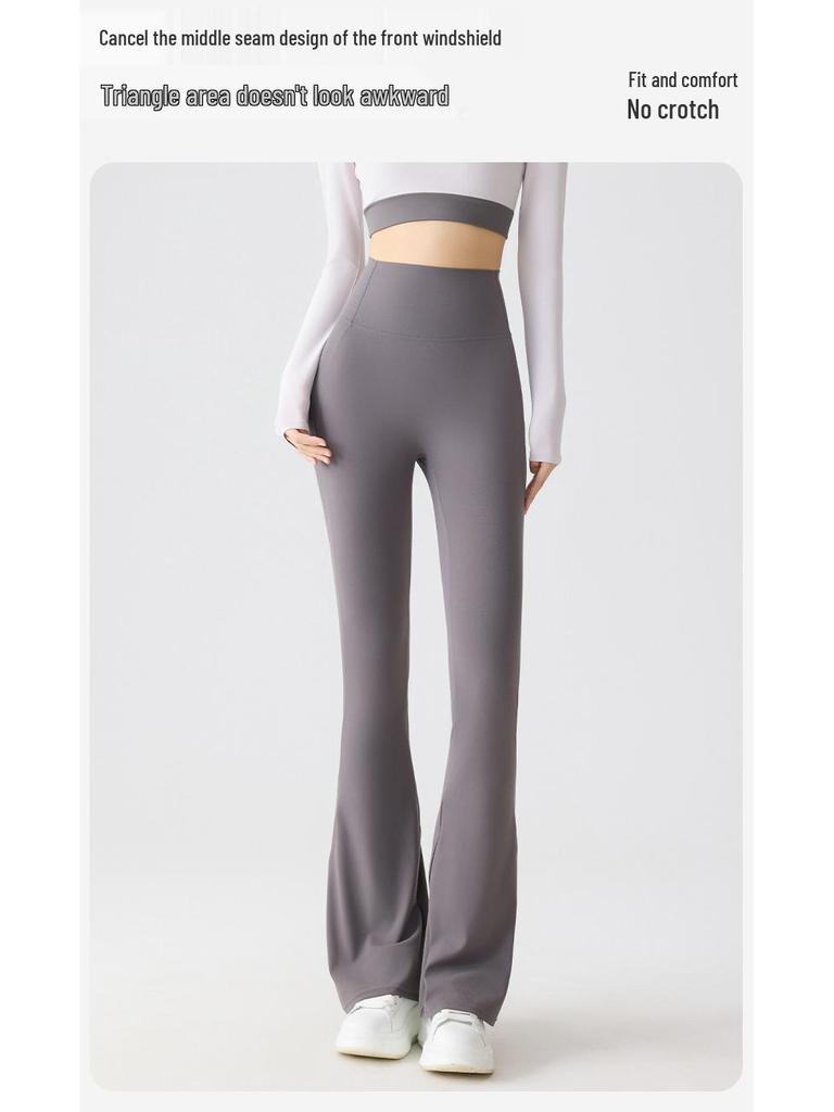 Women's Micro-Flare Yoga Pants: High Waist, Summer Wear, Tummy Control, Hip-Lifting, Elastic, Slimming, Fitness Flare Style.