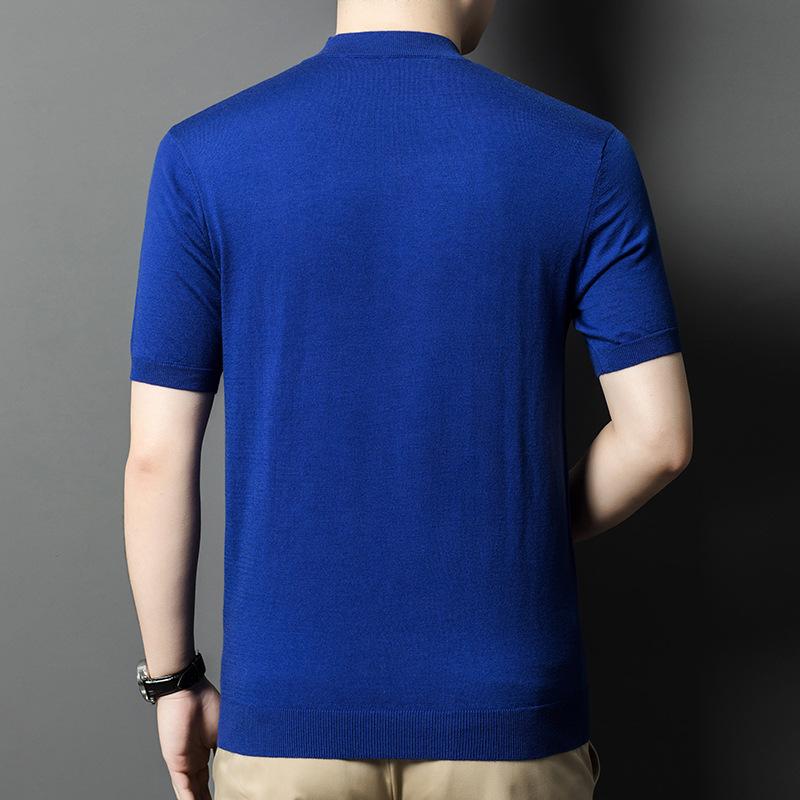 Semi-turtleneck Men's Short-sleeved Sweater Slim-fitting Fashion Versatile Bottoming Shirt Casual T-shirt