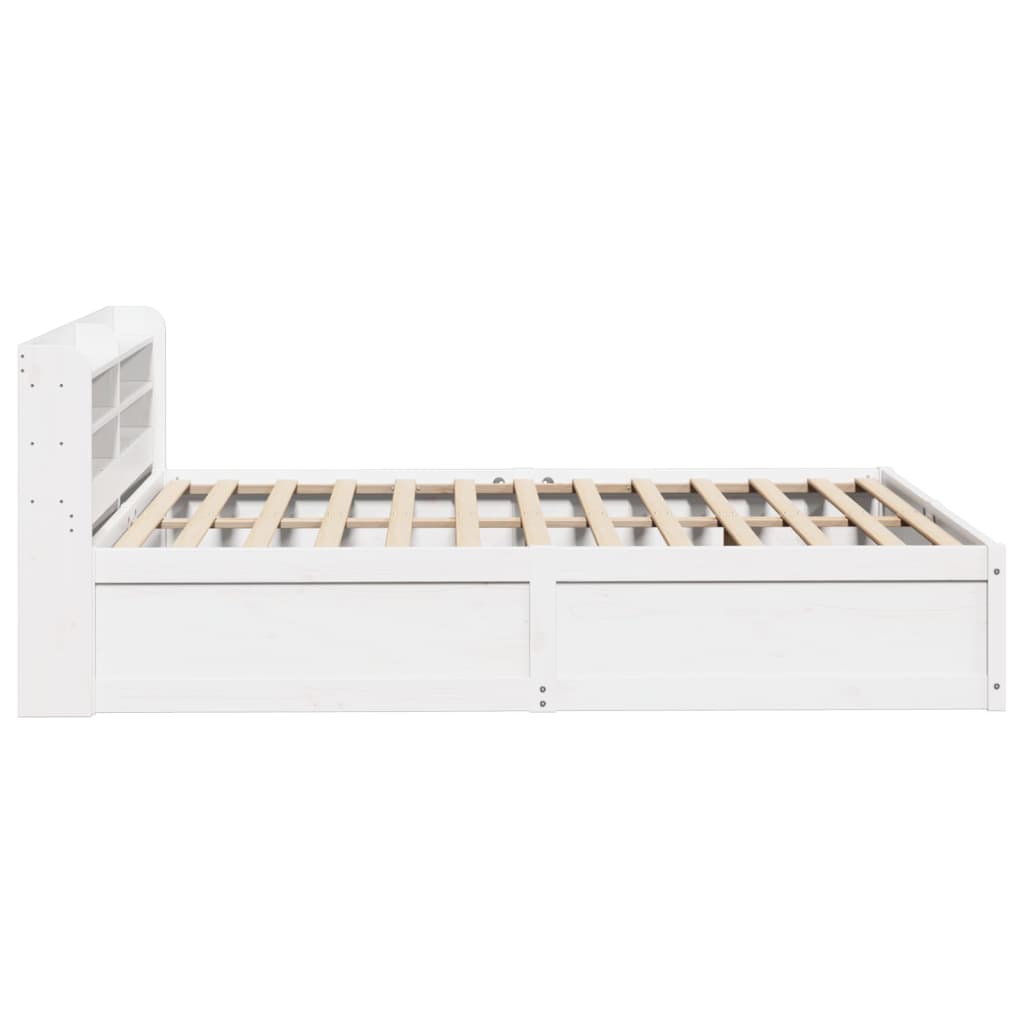 Solid Wood Bed with Headboard White 140x190 cm Pine