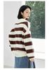 Korean Style Color Block Striped Wool Knit Pullover - Women's Loose Long Sleeve Sweater for Autumn/Winter
