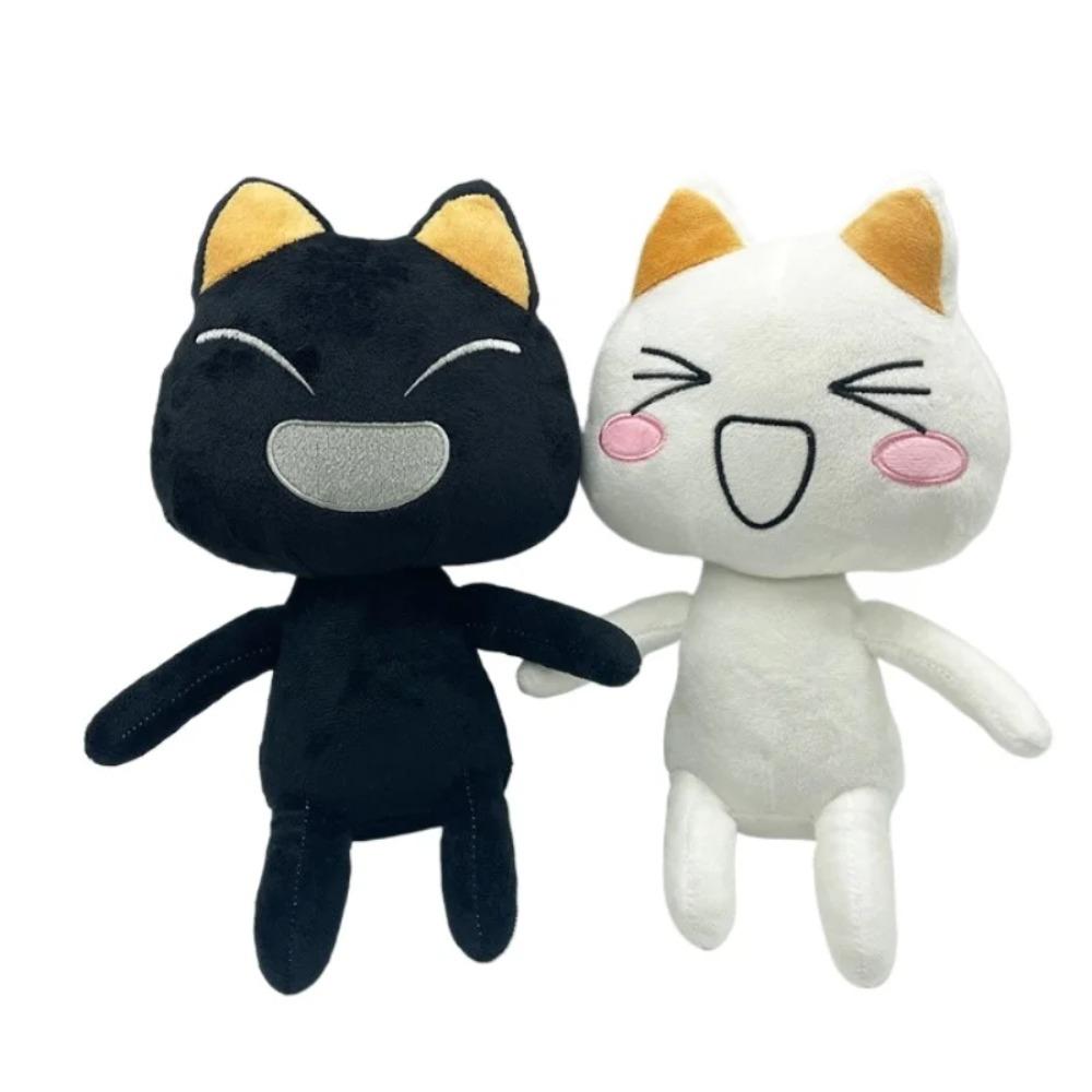 Liebenswerter Toro Inoue Katzen-Stofftier-Paar Schwarz-Weiß Katze Plüschtier Lachendes Cartoon-Tierpuppen Zimmerdekoration Geburtstagsgeschenk
