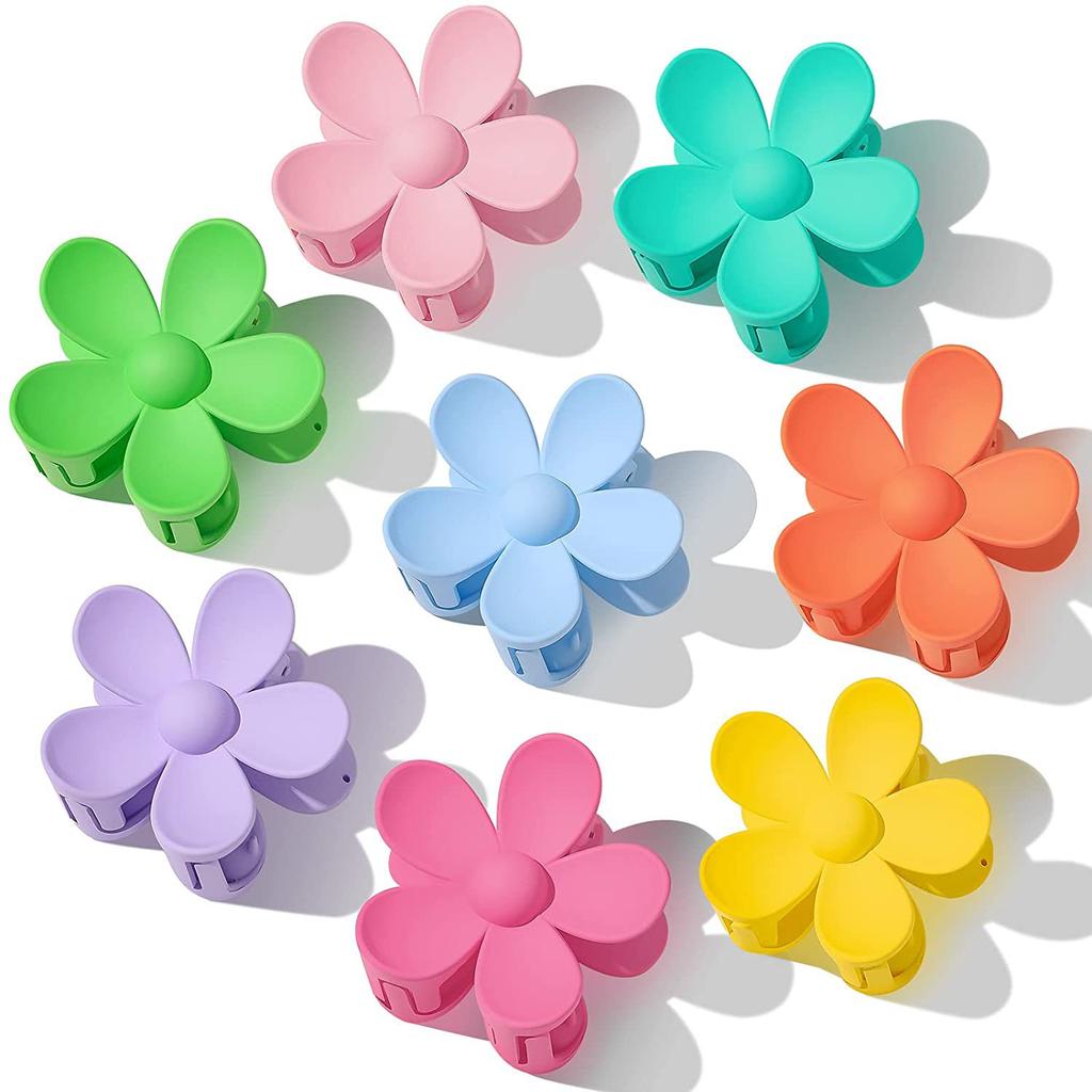 Large Size 7cm Fashion Flower Hair Claws Colourful Ponytail Hair Accessories Matte Hair Claw Clips For Women Girls