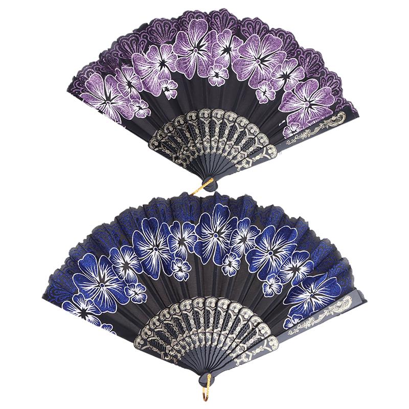 Chinese Style Silk Fabric Fan Folding Fan Wedding Fan Art Gifts Dance Hand Fan Vintage Folding Flower Fan Ancient Hanfu Fan