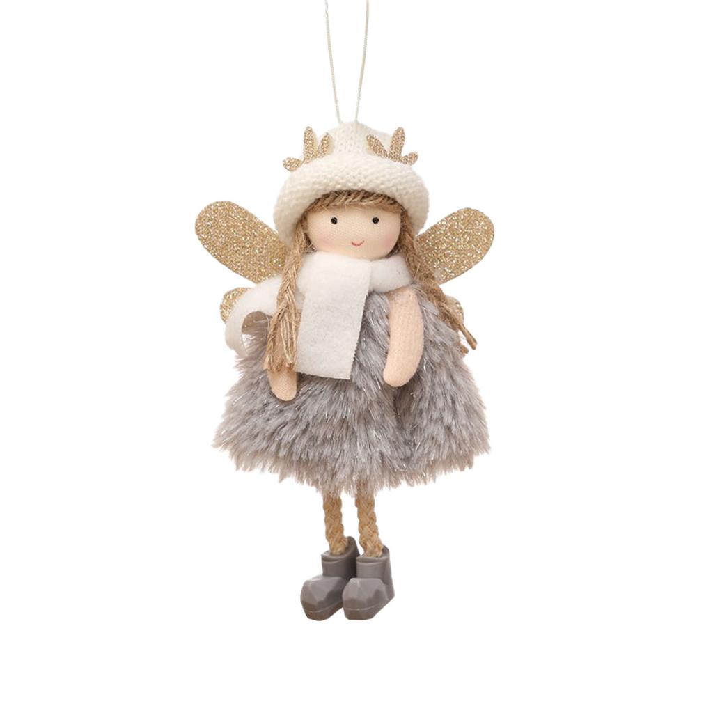 Christmas Ornament Cute Angel Doll With Festive Hat Fluffy Dress Design Festive Holiday Christmas Tree Decoration Gift Accessory