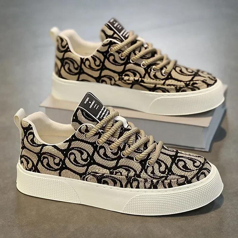 

Canvas Sneakers Men Fashion Spring Autumn Casual Platform Lace Up Flats Shoes Non-slip Wear-resistant Men s Sports Shoes 44 хакі